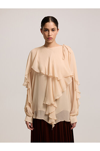 BAQA Asymmetrical Flounce Powder Blouse