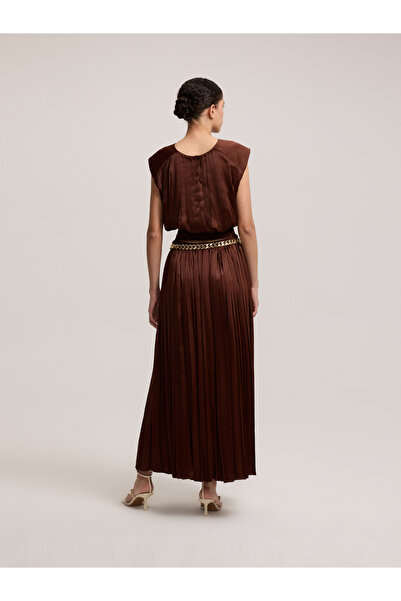 BAQA Brown Skirt with Gold Belt
