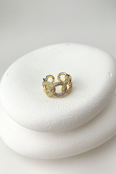 Modex Prinç Örgü Zincir Desen Zirkon Taşlı Ayarlanabilir Yüzük