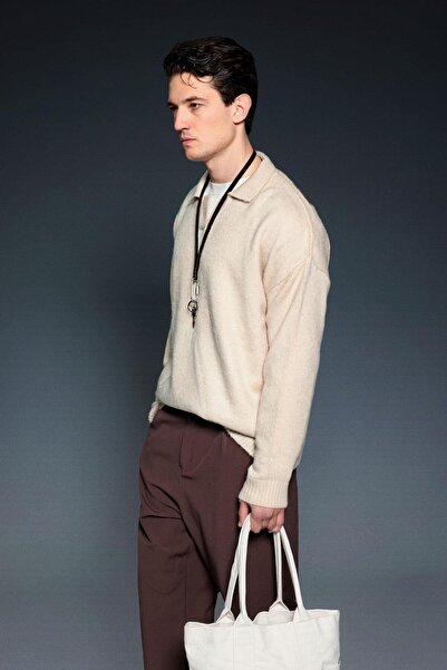 ablukaonline Ανδρική πέτρα πουλόβερ με μαλακή υφή με λαιμόκοψη