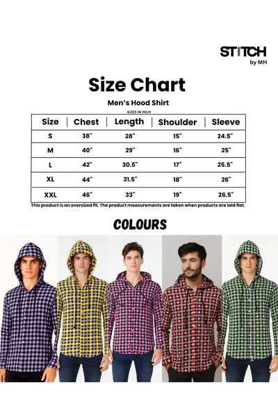 STITCH by MH Men's Check-Print Cotton Hoodie Shirts