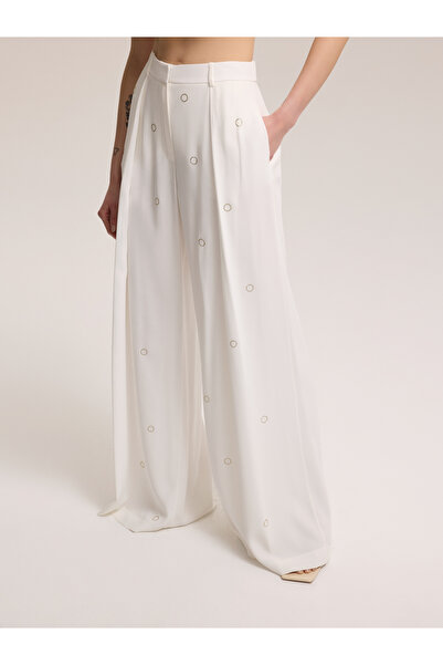 BAQA White Trousers with Shiny Stones