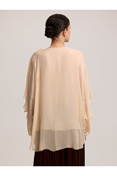 BAQA Asymmetrical Flounce Powder Blouse
