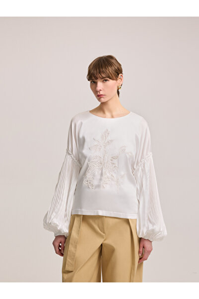 BAQA White Blouse with Lace Detail