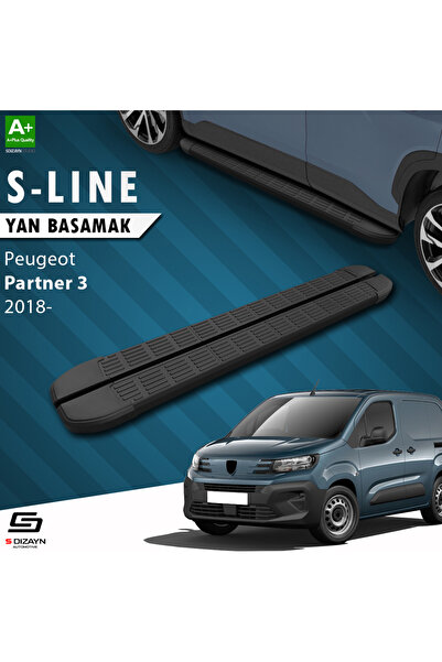 S Dizayn S-Dizayn Peugeot Partner 3 Uzun Şase S-Line Siyah Yan Basamak 213 Cm...