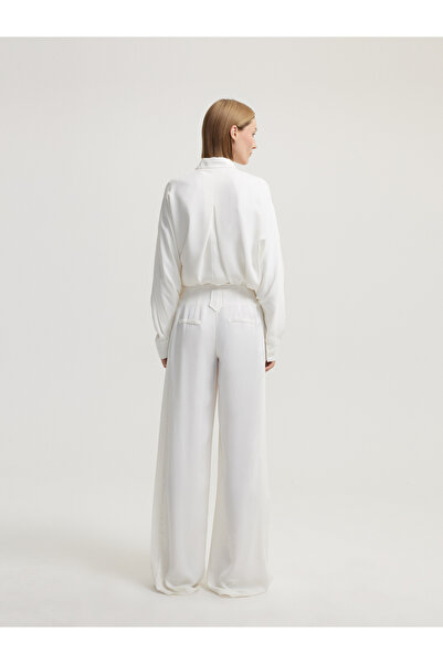 BAQA White Trousers with Stone Stripes