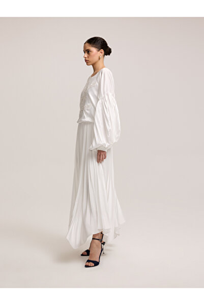 BAQA White Dress with Pleated Skirt