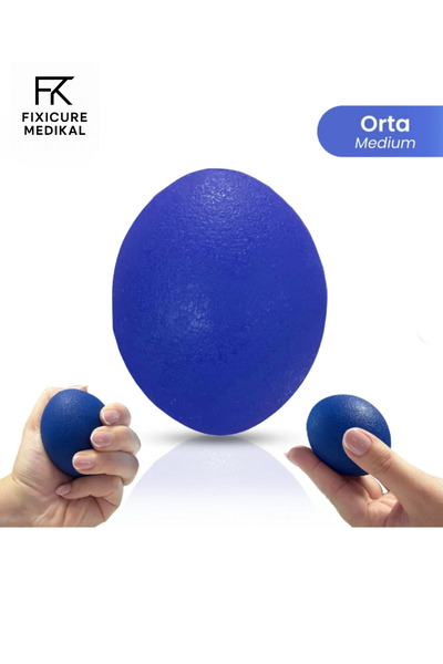 FixiCure El Egzersiz Topu Stress Topu Mavi (Orta) Silikon Fizik Tedavi El Çalıştırma Parmak Güçlendirme