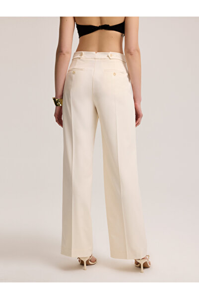BAQA Pleated Detailed Cream Trousers