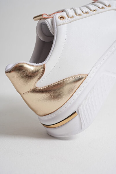 Zerenyus Vega Premium Gold Detailed White Women's Sneaker