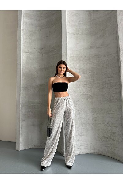 ubmbutik Sequined Wide Leg Trousers