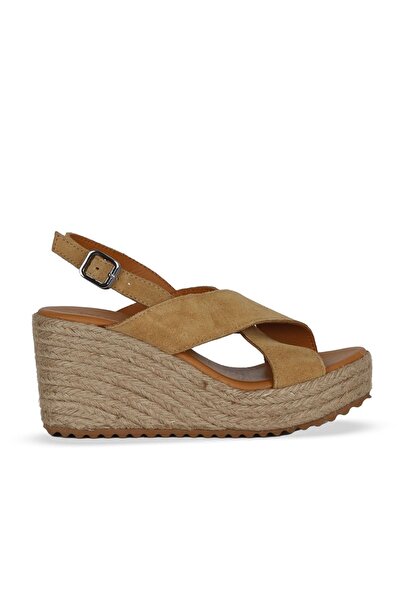 Bueno Shoes Sandale cu toc pentru femei din piele intoarsa mustarda 14ws72503