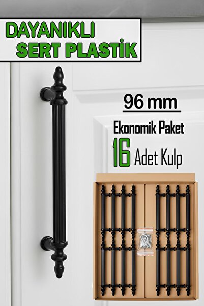 GLASWEN 16 bucăți din plastic dur Polavit negru 96 mm mobilier sertar de bucă...