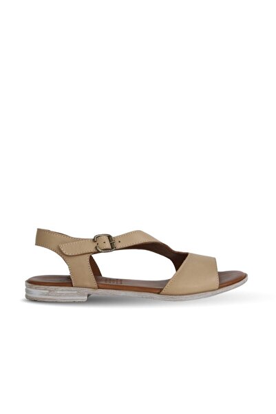 Bueno Shoes Γυναικεία φλατ σανδάλια από δέρμα βιζόν 01we2301