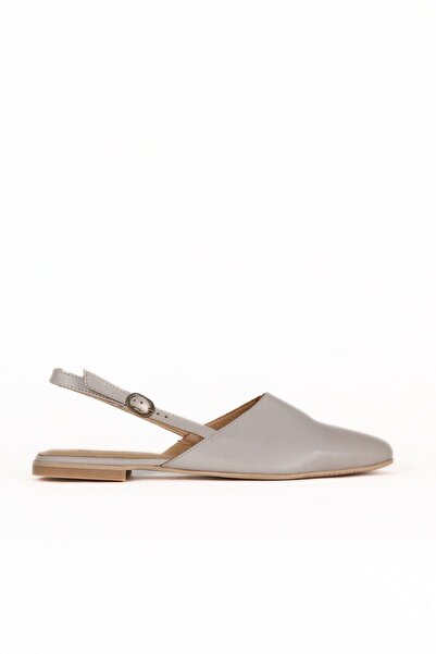 Bueno Shoes Γκρι δερμάτινα γυναικεία πέδιλα με τακούνι 01we1100