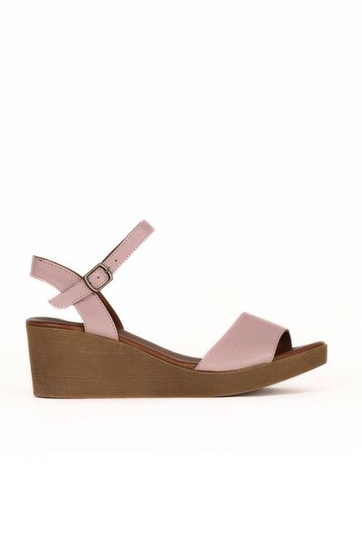 Bueno Shoes صندل نسائي بكعب عريض من الجلد من Dusty Rose 01we3904
