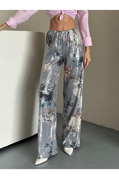 ubmbutik Sequined Wide Leg Trousers