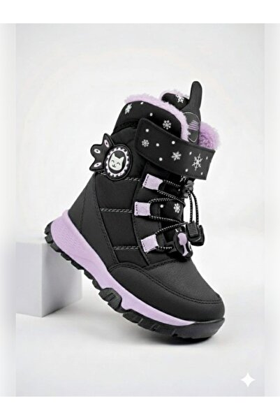 McDark Черни лилави кожени ботуши за момичета