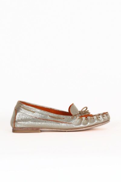 Bueno Shoes Χρυσές Δερμάτινες Γυναικείες Μπαλαρίνες 30wa242011