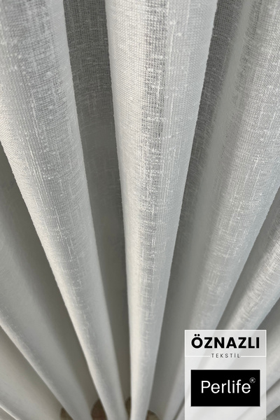 Perlife Gold ® Linen Armure Tulle Curtain – Textured – Heavily Pleated | Measure Your Full Height and Write It to the Seller as a Question!