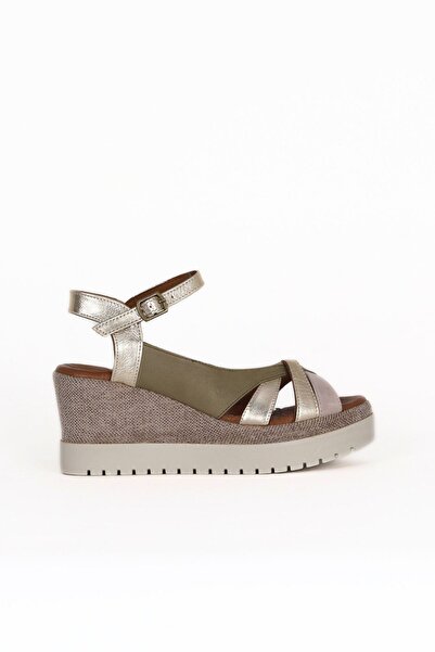 BUENO Shoes Khaki Multi Leather Women's Wedge Heeled Sandals 01Wu3802