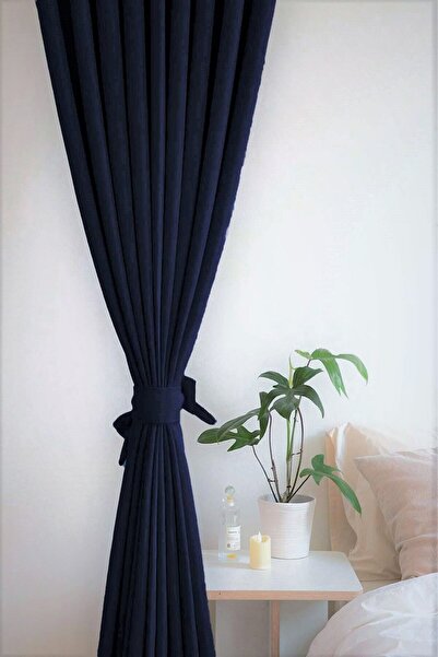 De'Vor Kadife Görünümlü Kalın Fon Perde - Lacivert Fon Perde