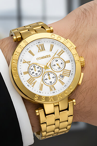 COMMES Men's Wristwatch Functions Active Gold Color Steel Cord Sdcms033
