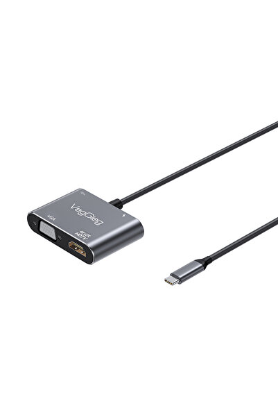 Veggieg Type-C 4K HDMI 1080P Vga USB 3.0 Pd Converter Hub