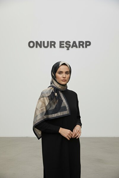 Onur وشاح تويل للموسم الجديد بطباعة رقمية (فينيكس أسود)