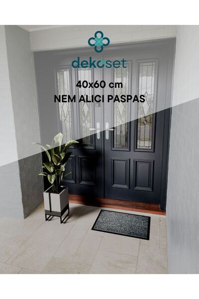 DEKOSET 40 X 60 cm Gray Doormat Non-Slip Base (Door Front Moisture Absorbing Mat)