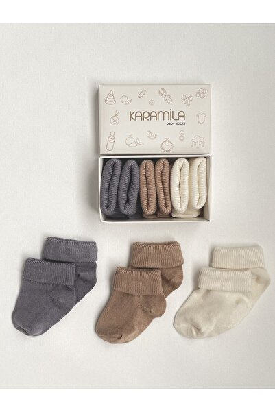 KARAMİLA 3'lü Set Bebek Bambu Çorap -Baby Bamboo Socks - Yenidoğan Çorap