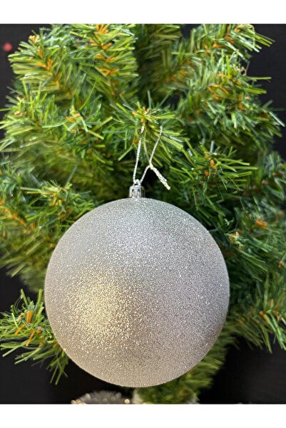 ENG PARTİ DÜNYASI Silver Glitter Christmas Tree Ornament 12 cm Single Large G...