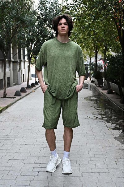 Rocqerx R-4382 Crew Neck T-shirt and Dress Set - Waist ElasTic Shorts and Towel