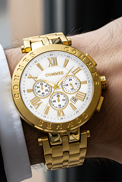 COMMES Men's Wristwatch Functions Active Gold Color Steel Cord Sdcms033