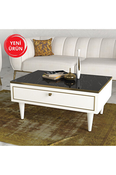 Dekorister Exclusive Ravenna Orta Sehpa Beyaz-mermer