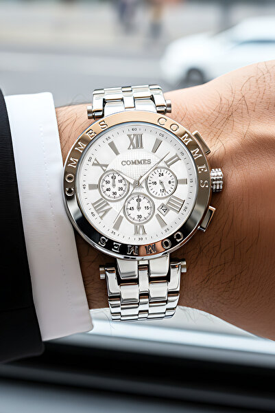 COMMES Men's Wristwatch Functions Active Silver Color Steel Cord Sdcms033