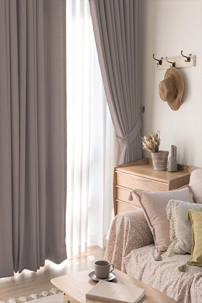 De'Vor Velvet Look Thick Background Curtain - Mink Background Curtain