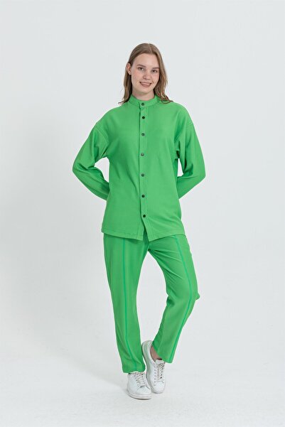 Rocqerx R-4332 Judge Collar Shirt Waist Elastic Trousers Wide Ottoman Set