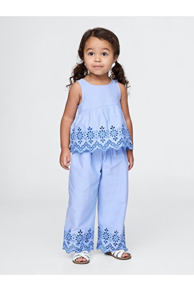 GAP Kız Bebek Mavi Eyelet Poplin Outfit Set