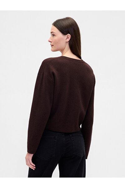 GAP Kadın Kahverengi Pocket Cardigan Kazak