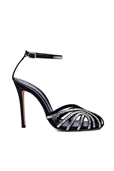 Sofia Baldi SOLEV SİYAH/GÜMÜŞ SATEN Kadın TOPUKLU SANDALET