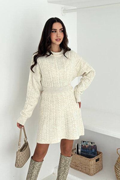 SEVENLINE Set de tricotaje pentru femei – Model elegant de iarnă cu modele tricotate