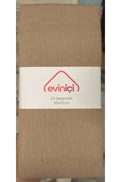 EVİN İÇİ 2-Piece Pillowcase 50X70 cm – 100% Cotton – Stone Color (Double Set)