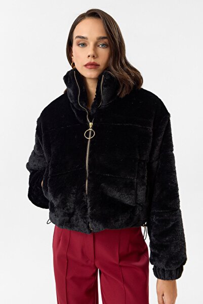 TIFFANY&TOMATO Fleto Cepli Alt Büzgülü Kapitone Peluş Mont