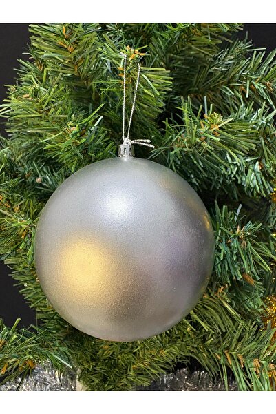 ENG PARTİ DÜNYASI Silver Matte Christmas Tree Ornament 12 cm Single Large Mat...