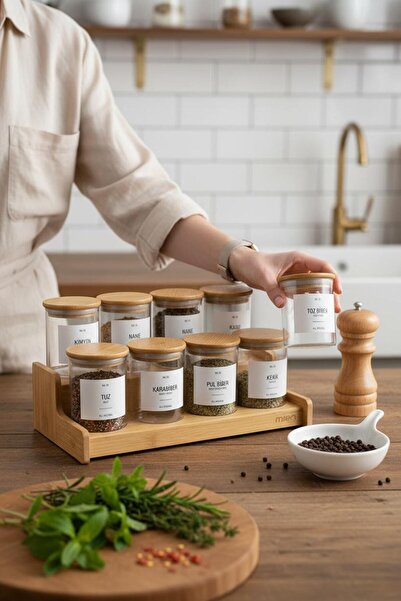 ANJEAHOME Manila 2 Tier Bamboo Spice Rack Stand | Countertop Kitchen Organizer |   Natural & Durable Organizer