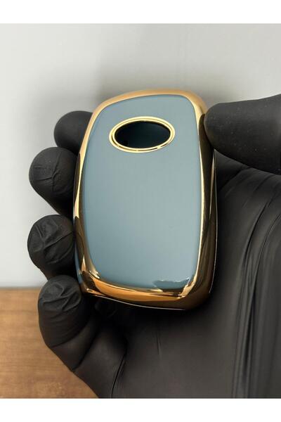 Luxe Aksesuarr Pentru Hyundai I20 Bayon - Accent-sonata 2019-2024 Carcasa de protectie cheie din silicon compatibila cu 3 butoane Culoare gri