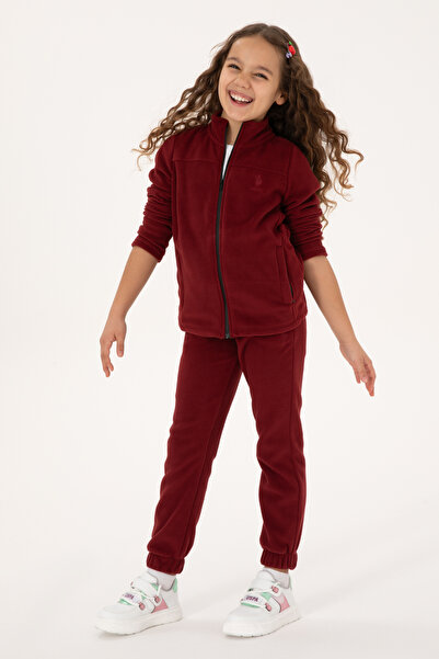 U.S. Polo Assn. Kız Çocuk Bordo Jogger Polarlı Eşofman Altı 50318822-VR014