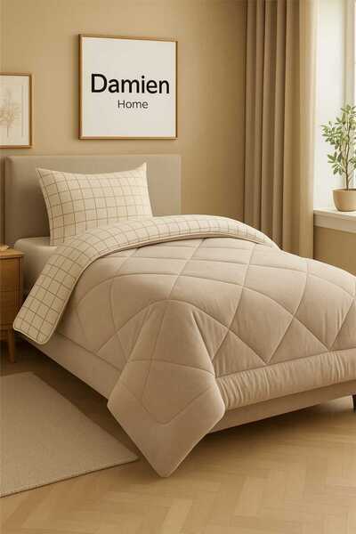 DAMIEN Single Double Sided Welsoft Quilt Set Patterned Pillow Case Gift