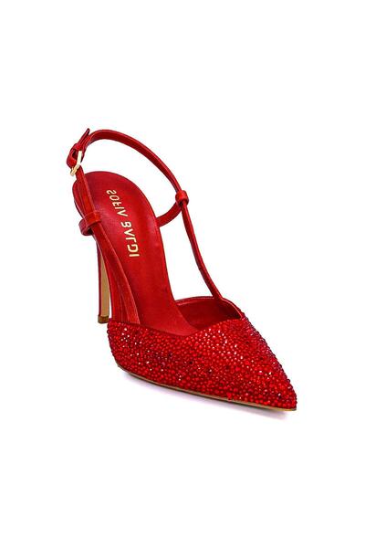 Sofia Baldi Red Suede Dire Stiletto and Evening Dress